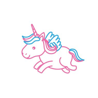 boynuz ve kanatlar vecto tasarlamak olan satır sevimli at