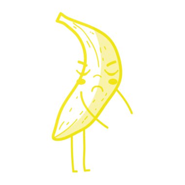 Kawaii şirin kızgın Muz meyve, vektör çizim