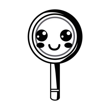 kontur kawaii şirin mutlu Büyüteç vektör çizim