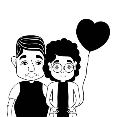 gözlük ve saç modeli ile kontur coupe yaşlılar illüstrasyon vektör