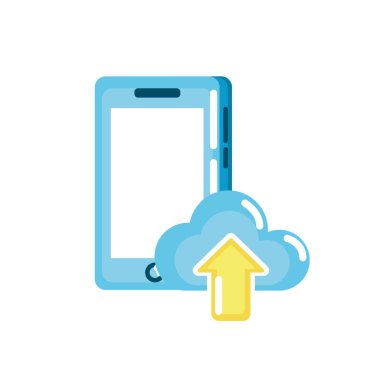 Smartphone teknoloji bulut veri simge vektör çizim ile