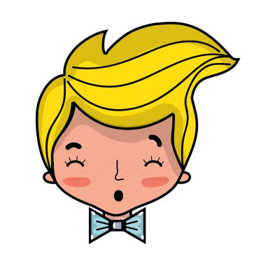 Avatar adam kafa saç modeli ve papyon vektör çizim ile