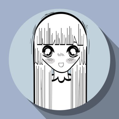 Anime güzel sürpriz kadın, vektör çizim tasarım