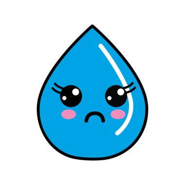 Kawaii güzel sürpriz damla su, vektör çizim tasarım
