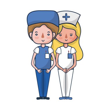 Doktor ve hemşire insanlar vektör çizim yardımcı olmak için