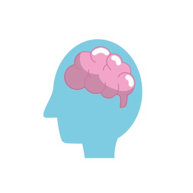 siluet yan adam anatomisi beyin vektör çizim ile