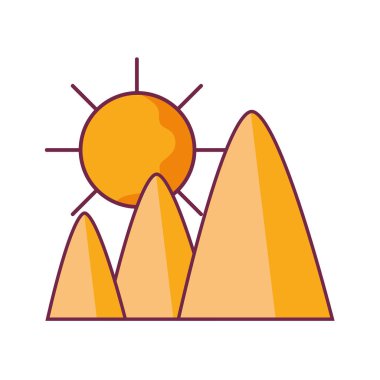 dağ Güneş vektör çizim ile çölde