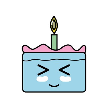 Kawaii şirin komik pasta tatlı vektör çizim