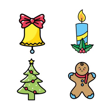 neşeli Noel kutlama tatil dekorasyon vektör çizim için ayarla