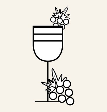 üzüm meyve, vektör çizim tasarım şarap cam