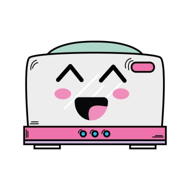 Kawaii şirin mutlu ekmek kızartma makinesi teknoloji vektör çizim