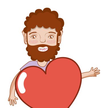 adam sakal ve kalbini göğsünden, vektör çizim