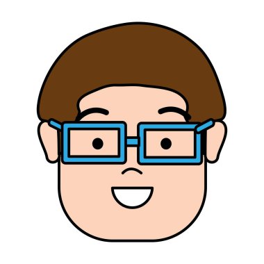 mutlu adam saç modeli ve gözlük, vektör çizim tasarım