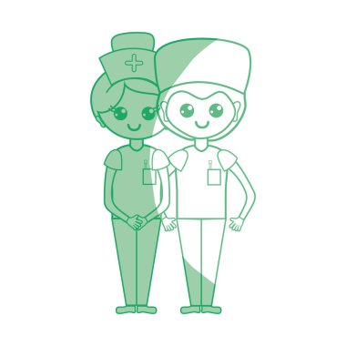 siluet doktor ve hemşire insanlar vektör çizim yardımcı olmak için