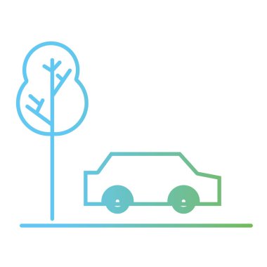 satır araba ulaşım yolu ile yolda ağaç vektör çizim ile