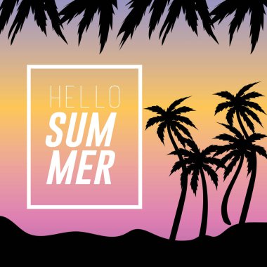 sümer tatil Adası palmiye ağaçları ile vektör çizim