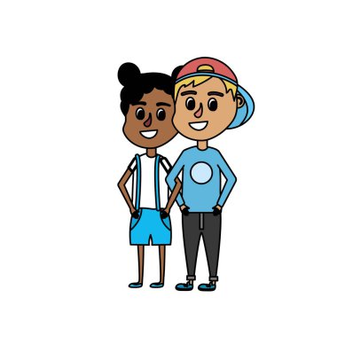 çocuk saç tasarım ve rahat kıyafetler ile birlikte illüstrasyon vektör