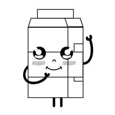 satır kawaii şirin mutlu süt kutusu vektör çizim