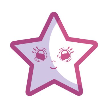 siluet kawaii mutlu ve sevimli yıldız tasarım, vektör çizim