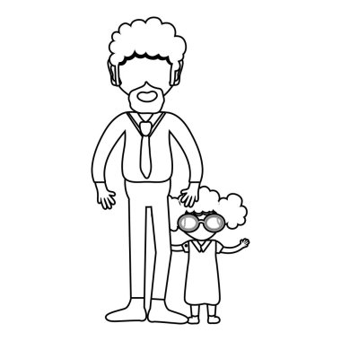 Baba ve kızı beyaz arka plan, vektör çizim üzerinde