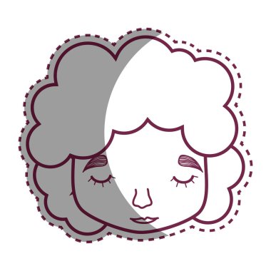 kontur adam yakın gözler ve kıvırcık saçlı, vektör çizim tasarım