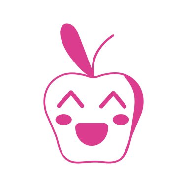 Kawaii şirin mutlu elma meyve vektör çizim