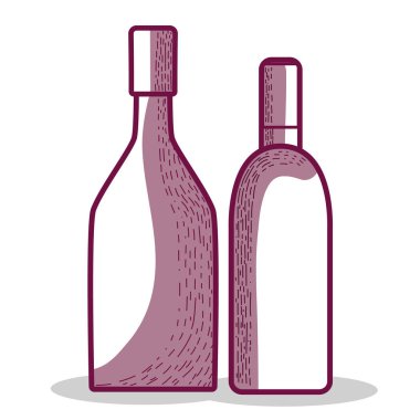 şarap şişelerini tat içecek, vektör çizim tasarım