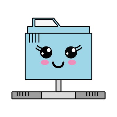 Kawaii şirin mutlu dosya bilgi vektör çizim