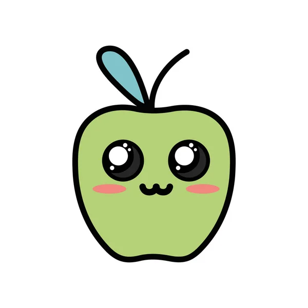 Kawaii Tierno Tierno Manzana Fruta Vector Ilustración — Archivo Imágenes Vectoriales