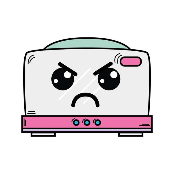 可愛いかわいい怒っているトースター技術ベクトル図 — ストックベクタ