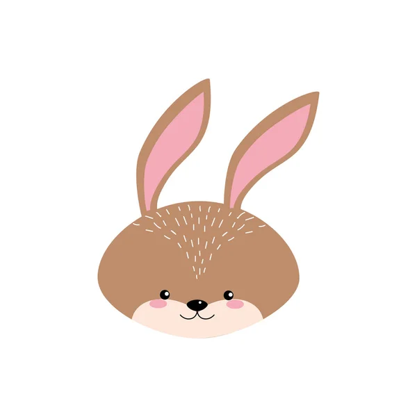 かわいいウサギの頭の野生動物のベクトル図 — ストックベクタ