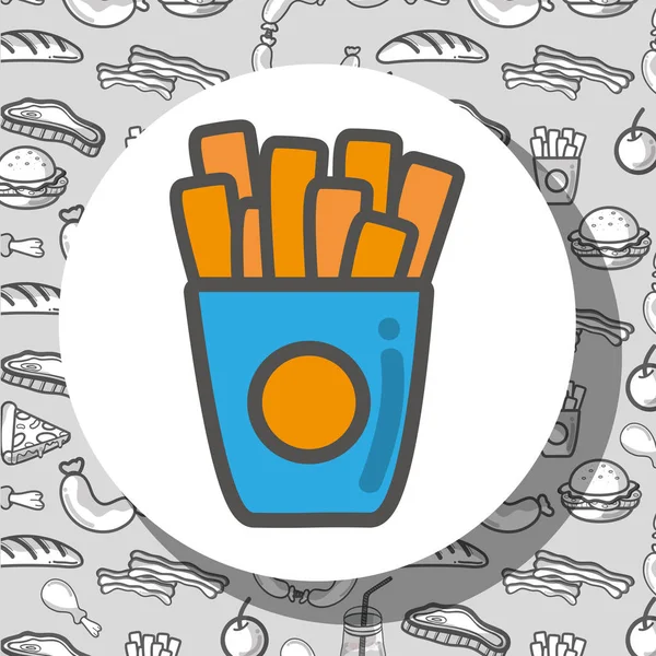 Frytki Francuski Ikona Fast Food Ilustracji Wektorowych — Wektor stockowy