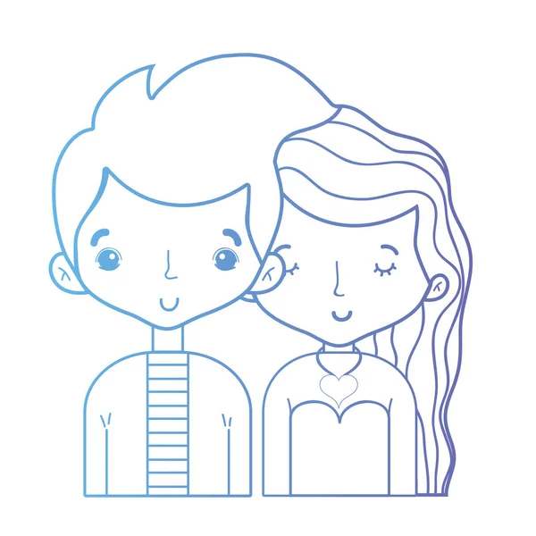 Línea Belleza Pareja Junto Con Peinado Diseño Vector Ilustración — Vector de stock