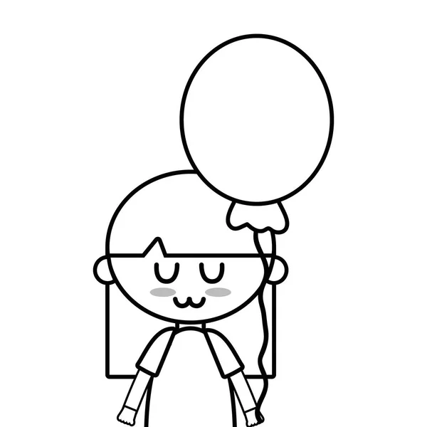 线美女女孩与气球和发型设计向量例证 — 图库矢量图片