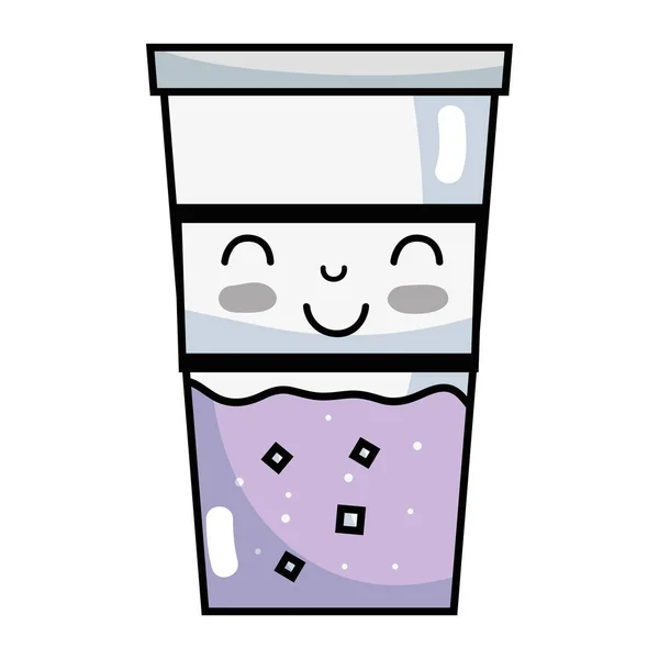 Kawaii Söta Happy Drink Dryck Vektorillustration — Stock vektor