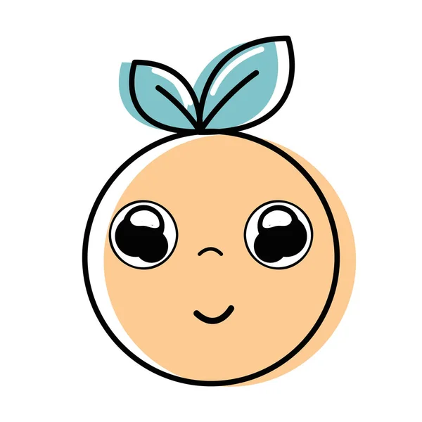 Kawaii Agradable Fruta Naranja Feliz Vector Ilustración — Archivo Imágenes Vectoriales