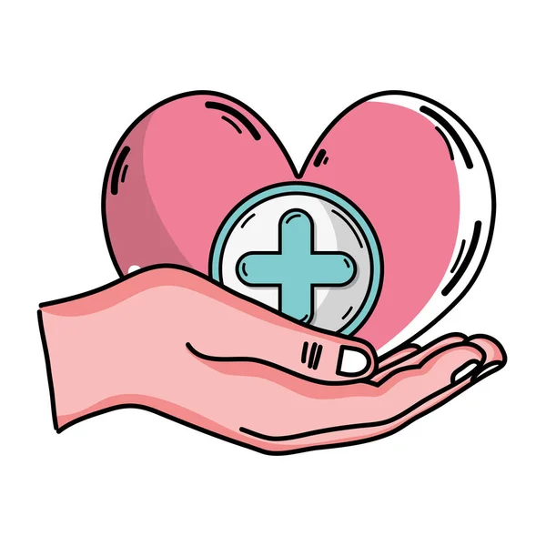 Kéz Szív Gyógyszert Szimbólum Mely Segíti Emberek Vektoros Illusztráció — Stock Vector