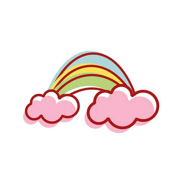 Belleza Arco Iris Con Nubes Imagen Vector Diseño Ilustración — Archivo Imágenes Vectoriales