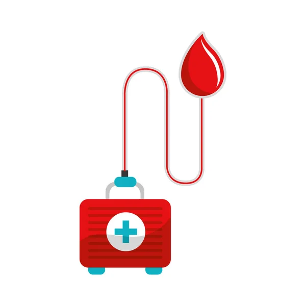 Gota Transfundindo Sangue Kit Primeiros Socorros Ilustração Vetorial — Vetor de Stock