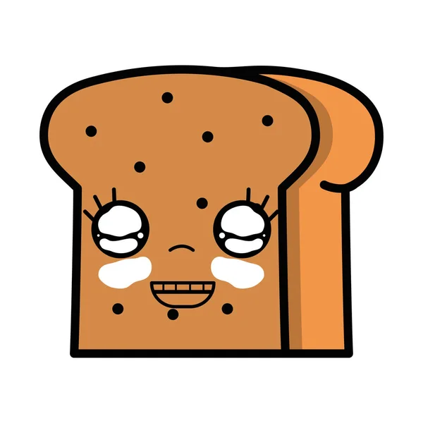 Kawaii Cute Happy Slice Bread Vector Illustration - Stok Vektor