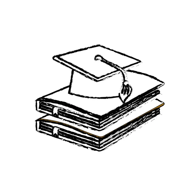 Figura Boné Graduação Com Cadernos Educação Objeto Ilustração Vetorial —  Vetores de Stock