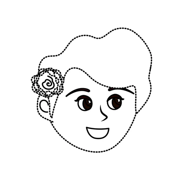 Dotted Shape Avatar Woman Face Hairstyle Design Vector Illustration — Stock Vector