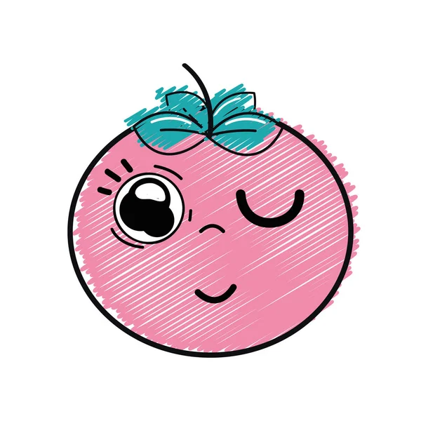 Kawaii Agradable Tomate Divertido Vegetal Vector Ilustración — Vector de stock