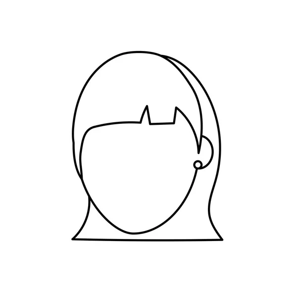 Ligne Avatar Social Femme Avec Illustration Vectorielle Conception Coiffure — Image vectorielle