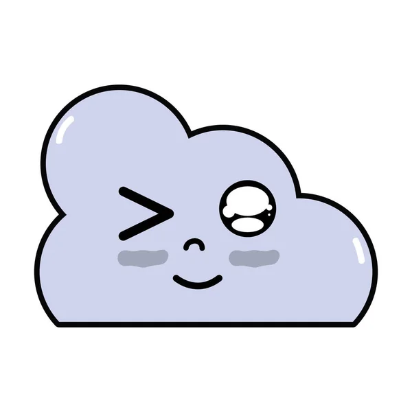 Kawaii Cute Funny Cloud Weather Vector Illustration — Stock Vector