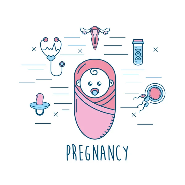 Schwangerschaftsbefruchtung Auf Biologische Reproduktionsvektorillustration Einstellen — Stockvektor