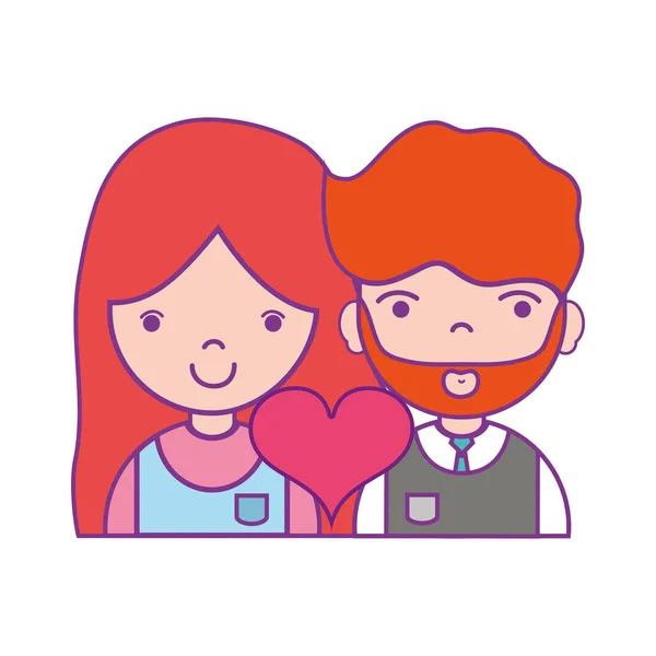 Pareja Con Las Relaciones Belleza Ilustración Del Vector Del Corazón — Vector de stock