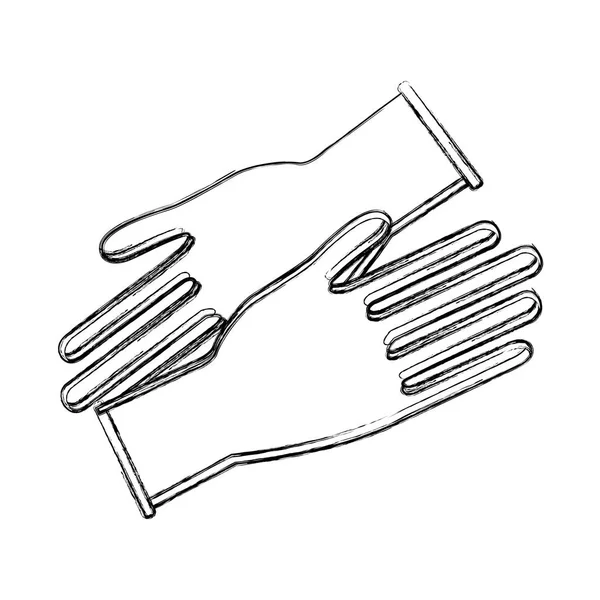 Contour Medische Latex Handschoenen Aan Bescherming Handen Vectorillustratie — Stockvector