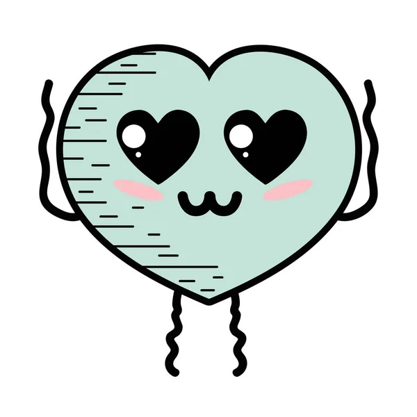 Kawaii Cute Tender Heart Love Vector Illustration — Stock Vector