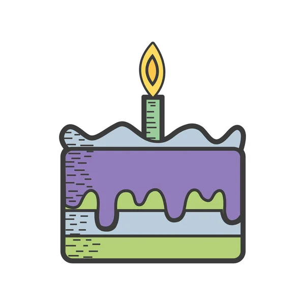 Tasty Cake Desset Candle Eat Vector Illustration — Stock Vector